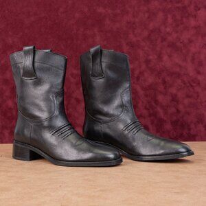 Bibi Lou Women Black Leather Cowboy Western Mid calf Boots 9US EUR39
